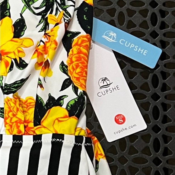 Floral & Stripe One-Piece Sz Small - Picture 6 of 7